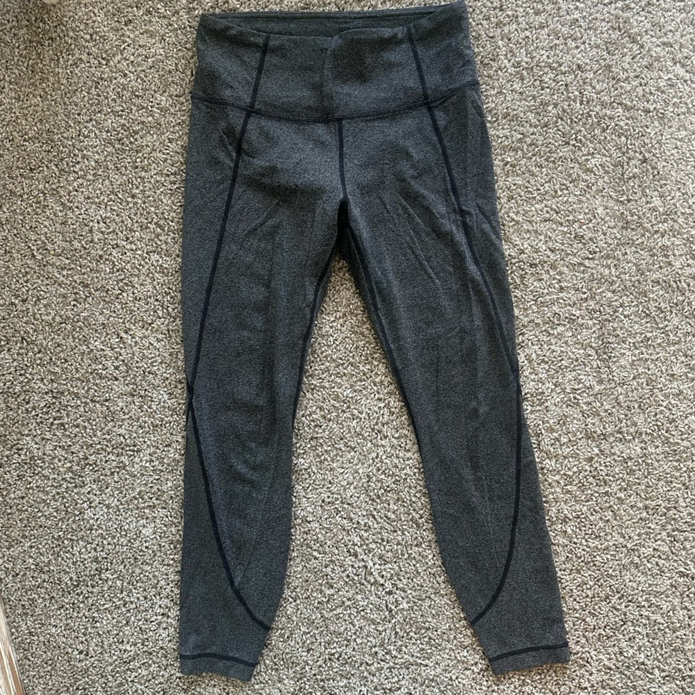 Athleta High Rise 7/8 Leggings - Size S 
Dark Gray Seam Detail Leggings